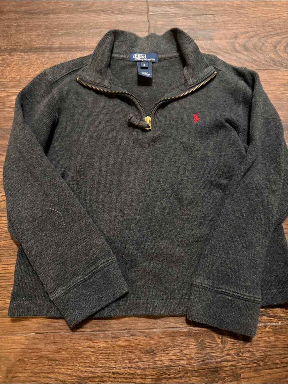 Polo Ralph Lauren Charcoal Half-Zip Sweater with Red Pony Boys Size 6